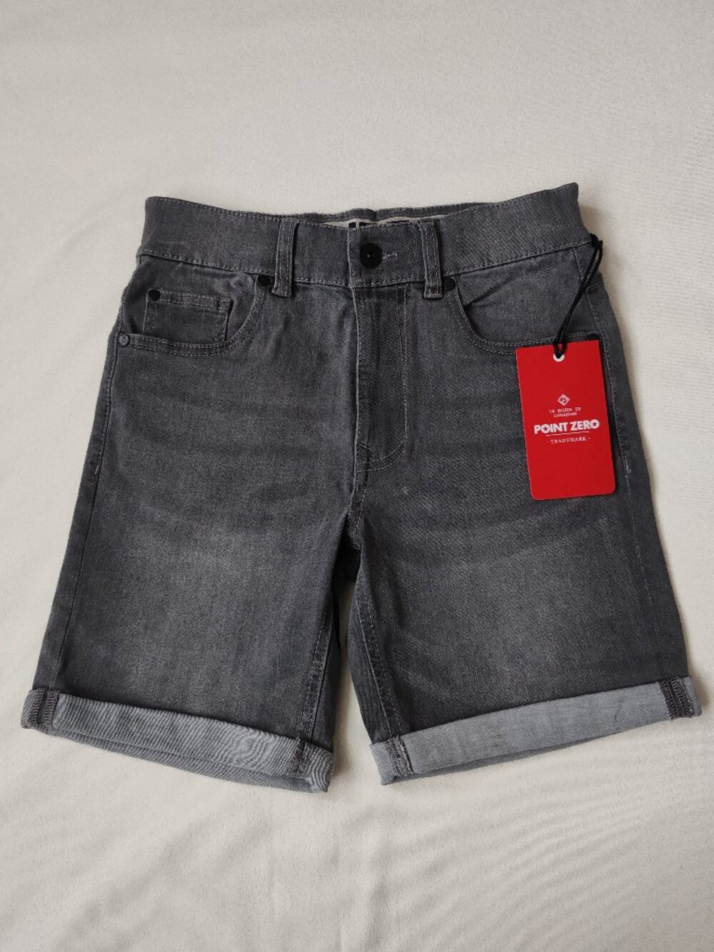 NWT Point Zero Boys Grey Super Flex Denim Shorts Size 12